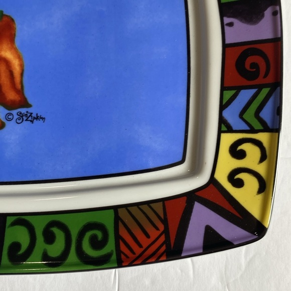 🌹Sue Zipkin rectangular ceramic serving platter, Mosaic trim, Hot peppers 7x11” - Picture 11 of 14